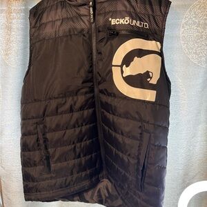 Ecko Unltd Black Puffer Vest Men’s Size Medium Black and Gray EUC
